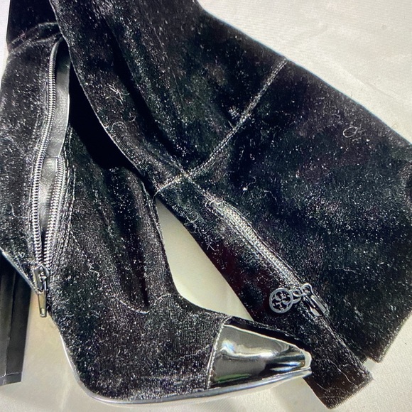 Black velvet above knees boots Pantene leather toe - Picture 16 of 16